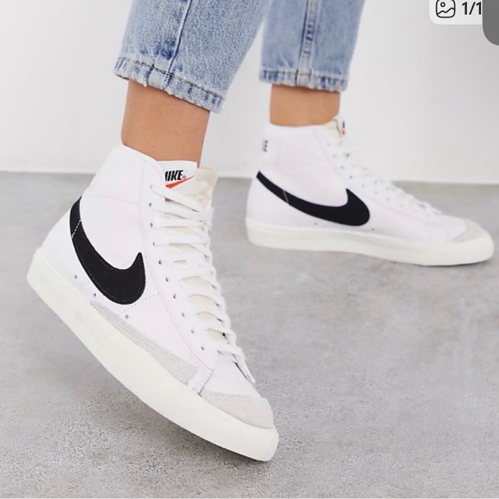 Nike Blazer Mid Sneakers in White and Black